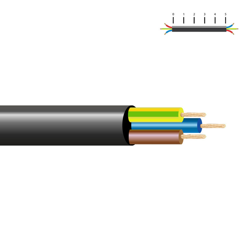 CABO H05VV-F 3X1MM PRETO EURO/M