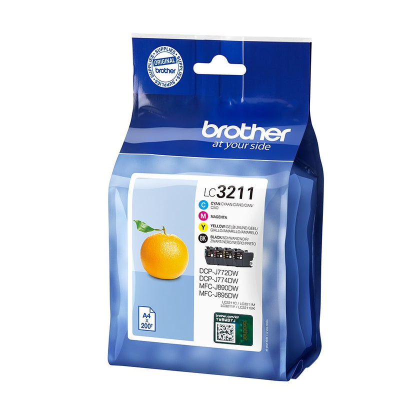 PACK DE 4 TINTEIROS BROTHER LC3211 ATÉ 200 PAGINAS CADA COR