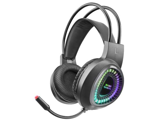 AUSCULTADORES MARS GAMING MH220 ARGB FLOW HEADSET + MICROPHONE, S