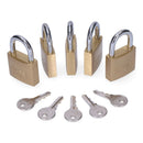 PACK DE 5 CADEADOS DE LATÃO ARCO NORMAL 5 CHAVES IGUAIS 40X23MM E