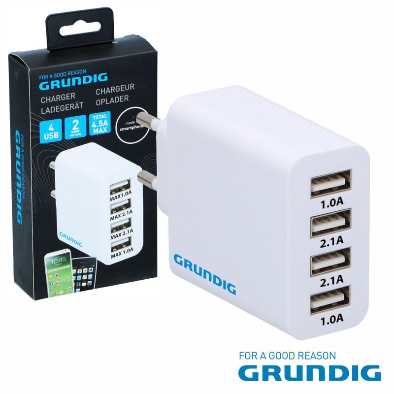 ALIMENTADOR COMUTADO 4 USB 22.5W BRANCO GRUNDIG