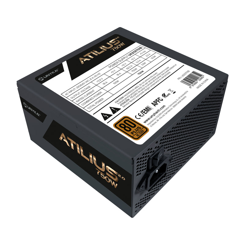 UNYKAch ATX Atilius 2.0 Black 750W 80+ Bronze fonte de alimentaçã