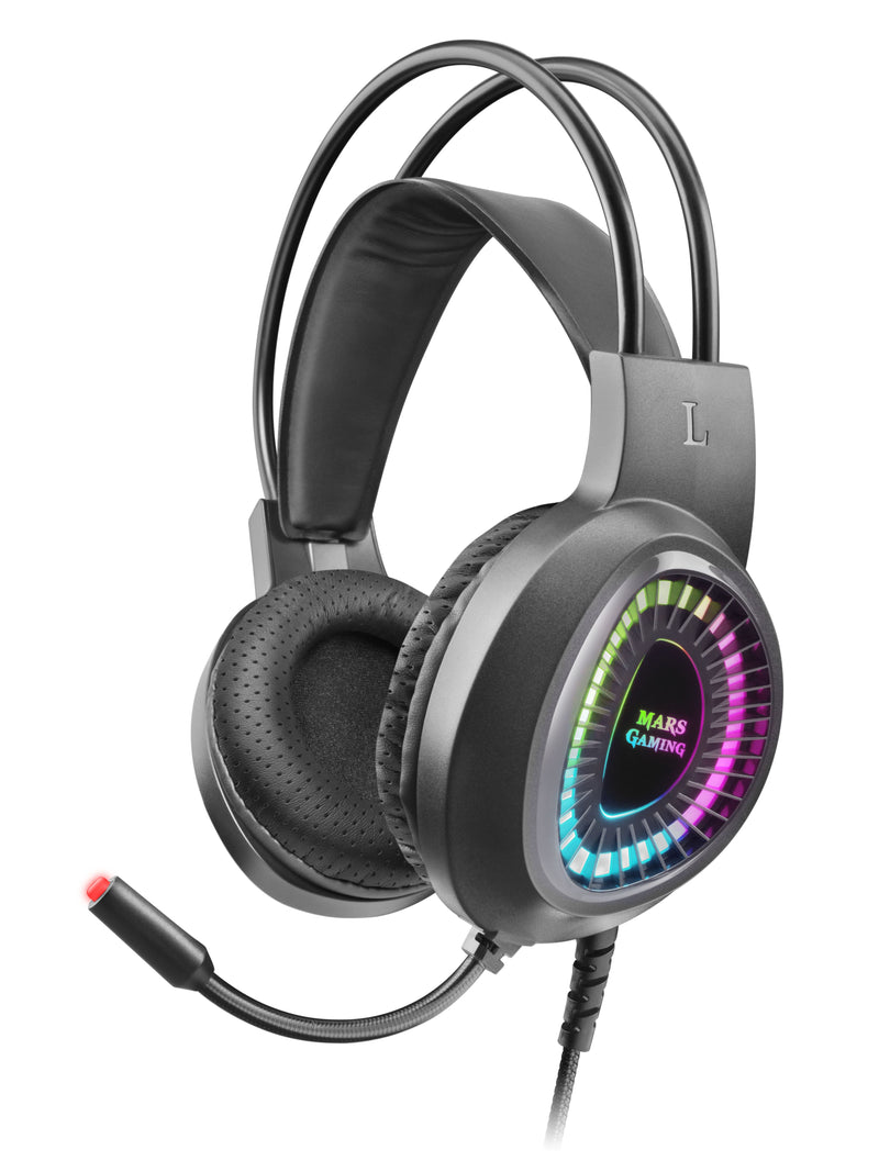 AUSCULTADORES MARS GAMING MH220 ARGB FLOW HEADSET + MICROPHONE, S