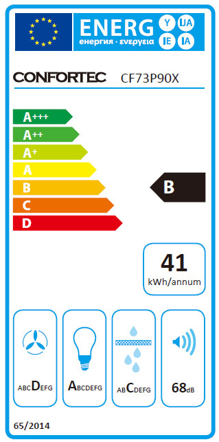 CONFORTEC CHAMINE 90CM 400M3H INOX (B)