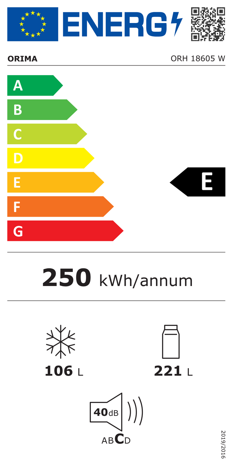 FRIGORÍFICO COMBINADO ORIMA ORH-18605-W