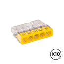 CONECTOR RÁPIDO 5 CONDUTORES RÍGIDOS, Ø MÁXIMO 2,5 MM², TRANSPARE
