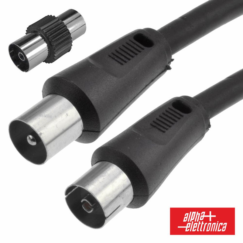 CABO COAXIAL MACHOFÊMEA + ADAPTADOR PRETO 2M