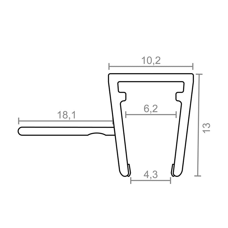 PERFIL PARA DUCHE, JUNTA DE CRUZ 18MM PF5 28,2X13MM TR 18528 MICE