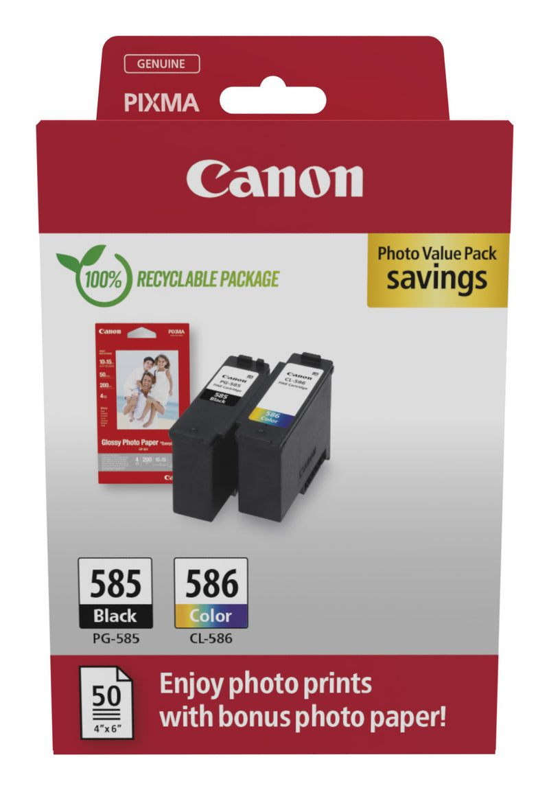 PG-585CL-586 PHOTO VALUE - 4X6 PHOT PAPER(GP-501 50SHEETS) + BLAC