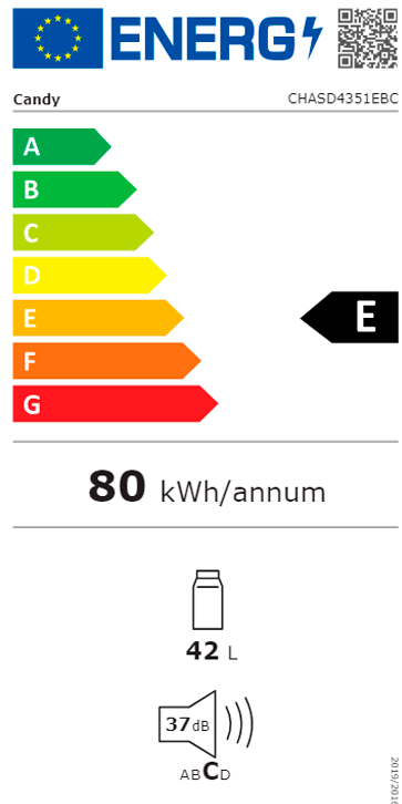 Candy CHASD4351EBC frigorífico Independente 42 l E Preto