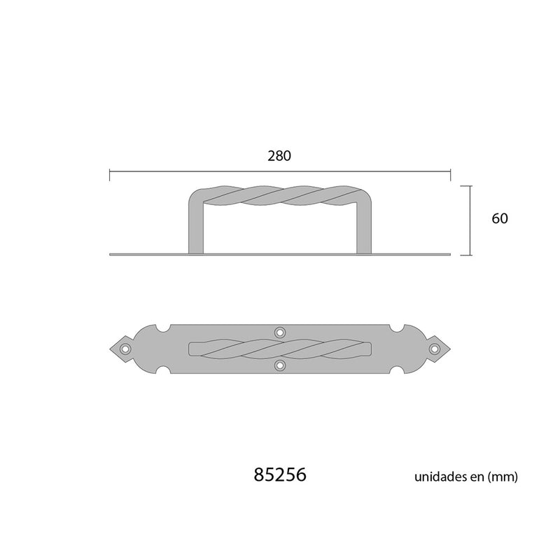 MAÇANETA DE PORTA FORJADA PRETA DE 275MM EDM