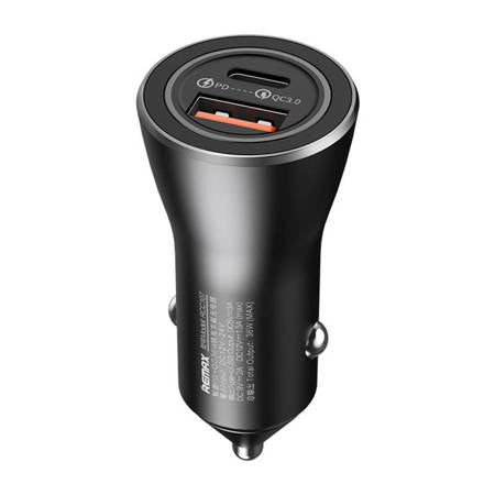 CAR CHARGER USB, USB-C REMAX RCC107 (BLACK)