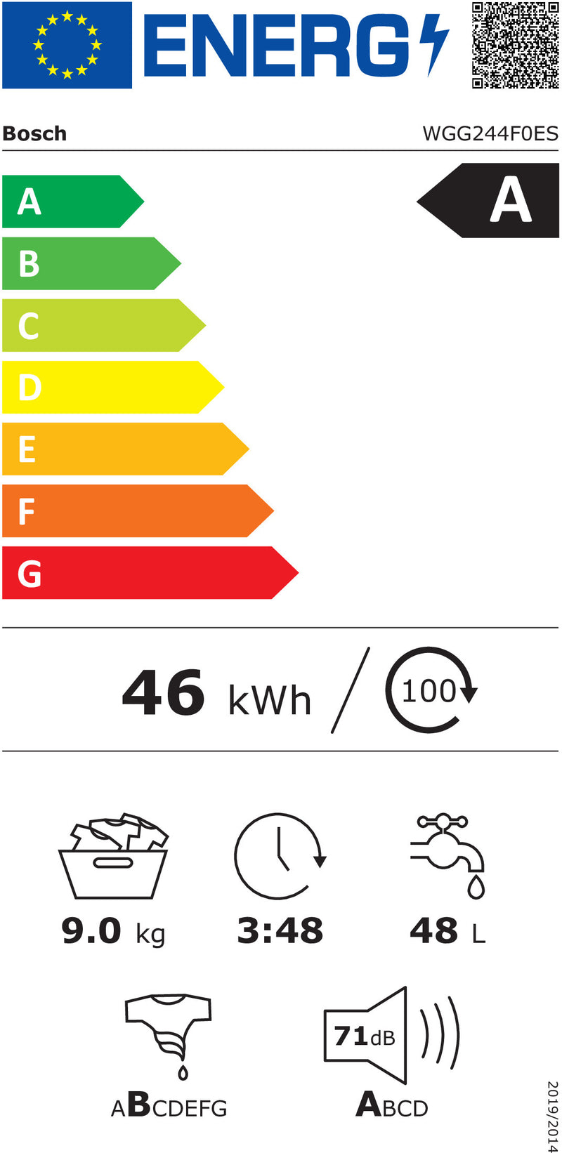 MÁQUINA DE LAVAR ROUPA BOSCH WGG244F0ES( 1400 RPM - 9 KG - BRANCO