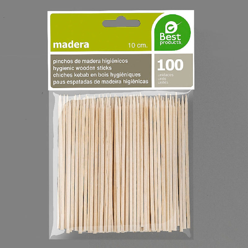 BLISTER 100 ESPETOS DE MADEIRA HIGIENICOS DE 100X2MM