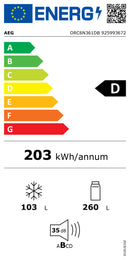 FRIGORÍFICO COMBINADO AEG ORC6N361DB 202X60 NF PRETO MATE