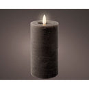VELA DE CERA LED COR CINZA, SUPERFÍCIE RÚSTICA, Ø7 X 15 CM