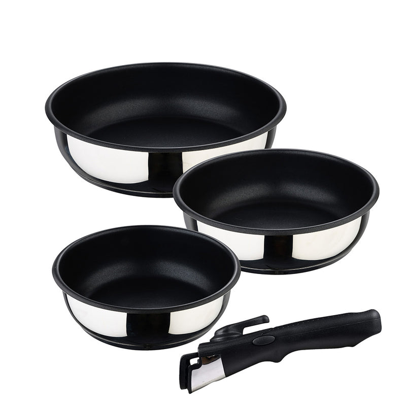 KIT 3 CAÇAROLAS (Ø18X6CM/20X6CM/Ø24X6,5CM) INOX CLICK & COOK BERG