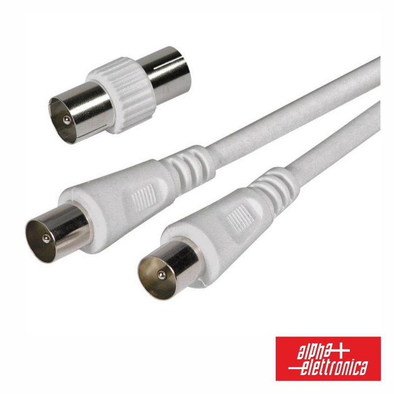 CABO COAXIAL MACHOFÊMEA + ADAPTADOR BRANCO 2M