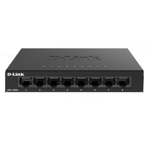 D-Link DGS-108GL Não-gerido Gigabit Ethernet (10/100/1000) Preto