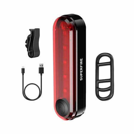 LUZ TRASEIRA DA BICICLETA SUPERFIRE BTL01, USB, 23