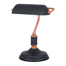 CANDEEIRO DE MESA, E27, TIPO BANQUEIRO, PRETO+COBRE BASE Ø185 MM