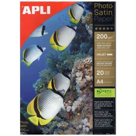 PAPEL FOTOGRÁFICO APLI PHOTOSATIN PAPER 04453 DIN A4 200G 20 HOJA