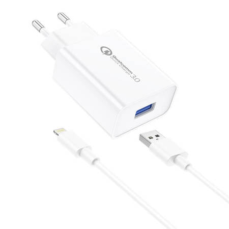 FONENG EU13 CARREGADOR DE REDE + CABO USB-LIGHTNING, 3A BRANCO