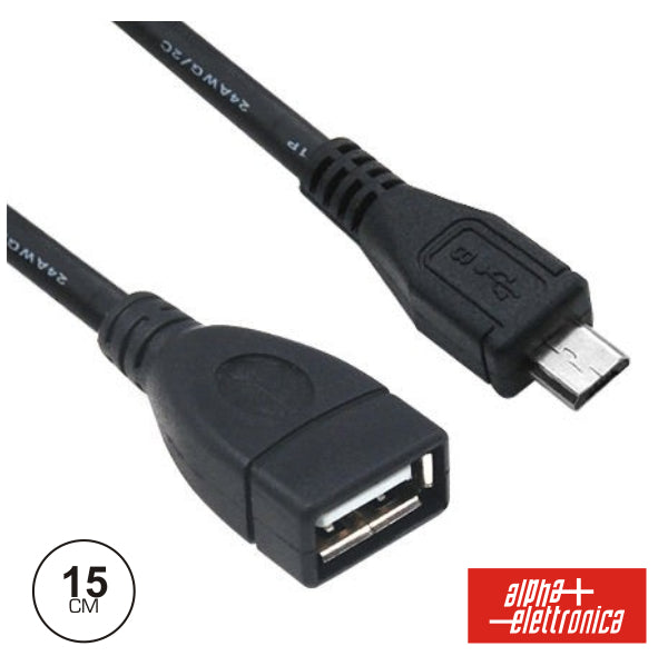 CABO USB-A 2.0 FÊMEA  MICRO USB-B MACHO OTG 15CM