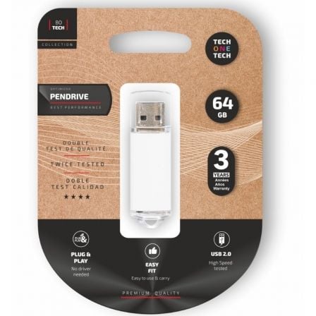 PENDRIVE 64GB TECH ONE TECH BASIC USB 2.0 BLANCO