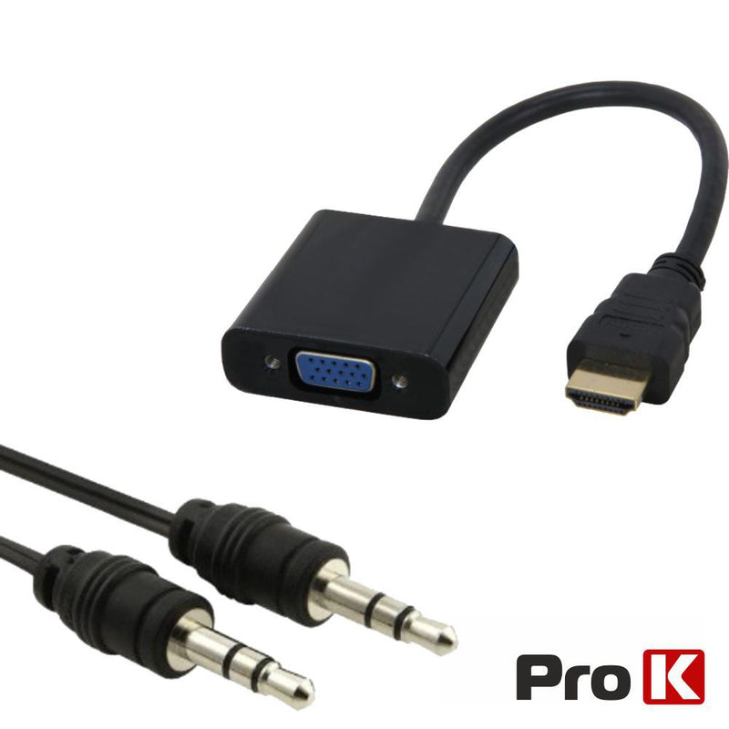 CABO ADAPTADOR HDMI -> VGA CCABO DE ÁUDIO PROK