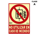 SINAL DE EXTINÇÃO ´´NO UTULIZAR EN CASO DE INCENDIO´´ CLASSE A