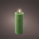 VELA DE CERA LED, COR VERDE, SUPERFÍCIE RÚSTICA Ø7 X 19 CM