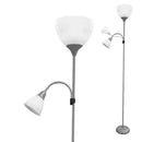 CANDEEIRO DE PÉ MODELO BOSTON COR PRATA E27 60W E LEITOR E14 40W