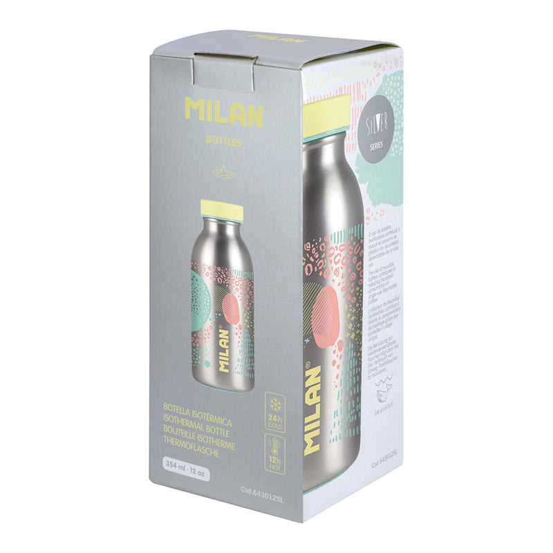 GARRAFA ISOTÉRMICA DE INOX 354ML SERIE SILVER, AMARELO MILAN