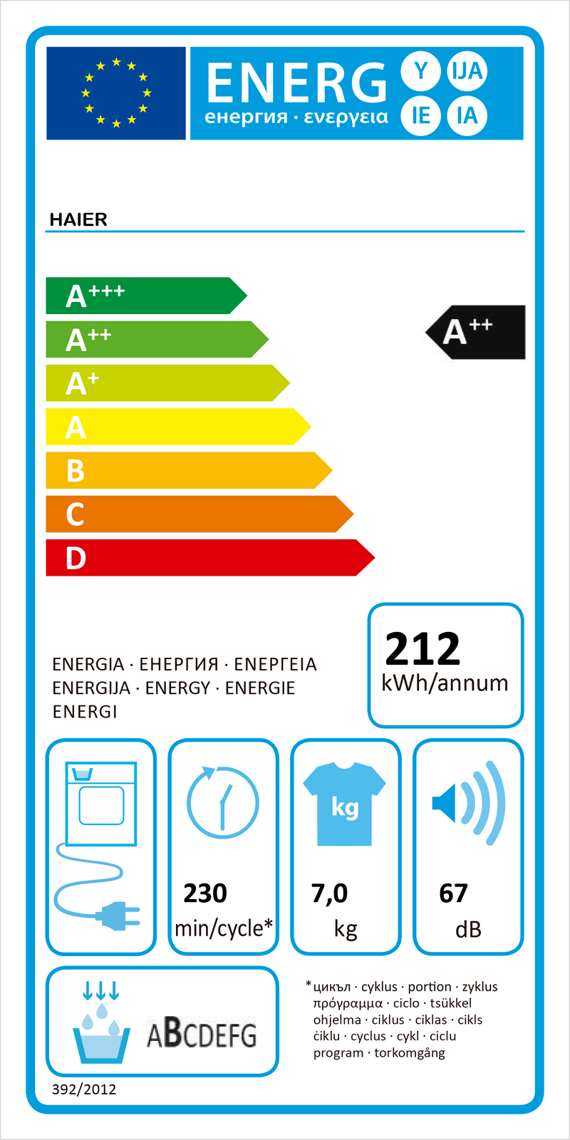 MÁQUINA DE SECAR ROUPA HAIER DE ENCASTAR  HDBI H7A2TBEX-S