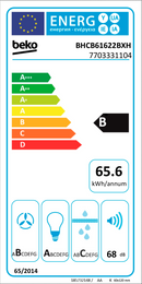 Beko BHCB61622BXH exaustor para cozinha Montado na parede Aço ino