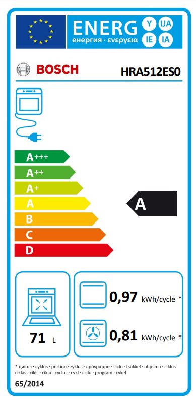 Bosch Serie 4 HRA512ES0 forno 71 l A Aço inoxidável