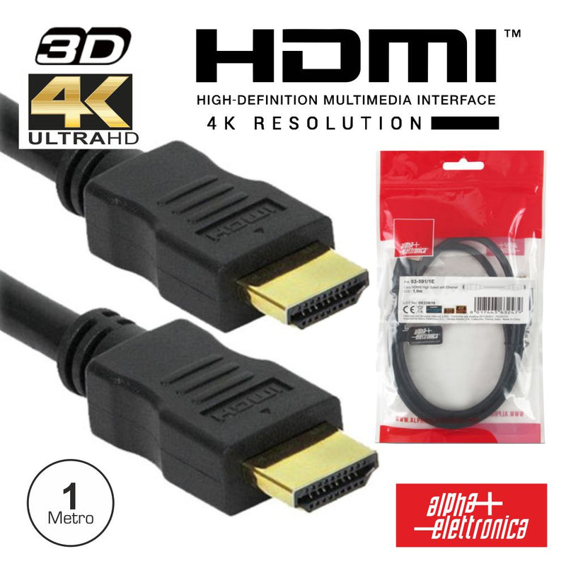 CABO HDMI DOURADO MACHO  MACHO 2.0 4K PRETO 1M