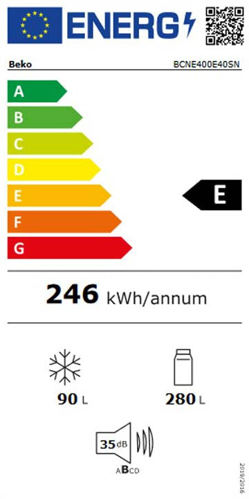 Beko BCNE400E40SN frigorífico e congelador Embutido 370 l Branco