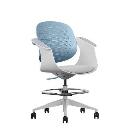 CADEIRA CROMAD DE ESCRITÓRIO ERGONOMICA AZUL E BLANCA