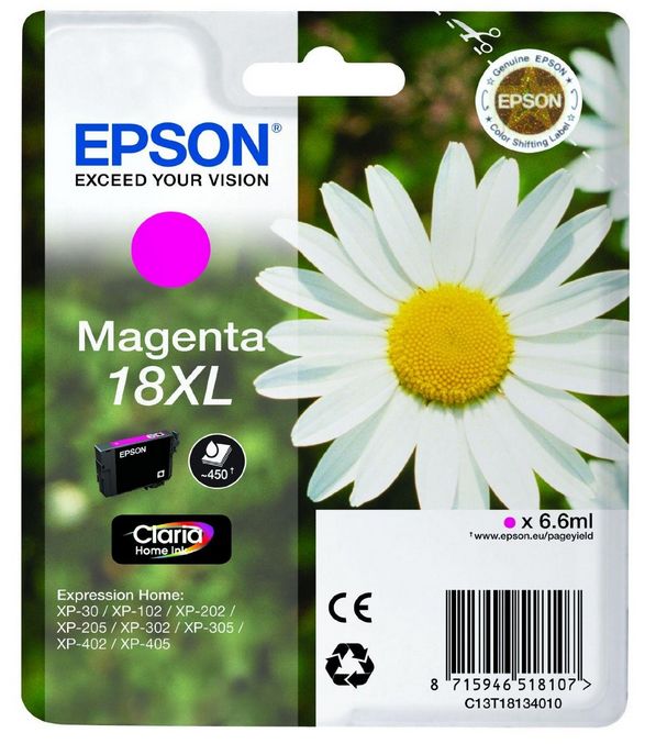 TINTEIRO EPSON SERIE 18XL MAGENTA XP-102/205/305/405 - C13T181340