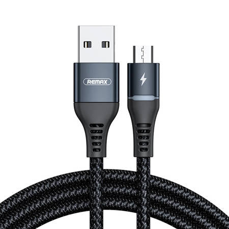 KABEL USB MICRO REMAX LUZ COLORIDA, 2,4 A, 1 M PRETO