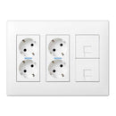 CAIXA SIMON 500 CIMA COM 6 MECANISMOS, 4 SCHUKO BRANCOS + 2 RJ45,
