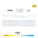 ARMADURA LED 25W 4000K LUZ DIA 2500LM 12X60X4,5CM EDM