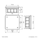 CAIXA QUADRADA DE ENCASTRAR 100X100X45MM COM PARAFUSOS SOLERA 362