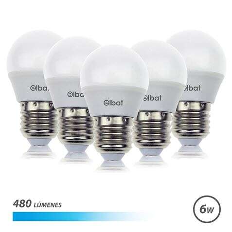 ELBAT PACK DE 5 BOMBILLAS LED G45 6W E27 480LM - 6500K LUZ FRIA