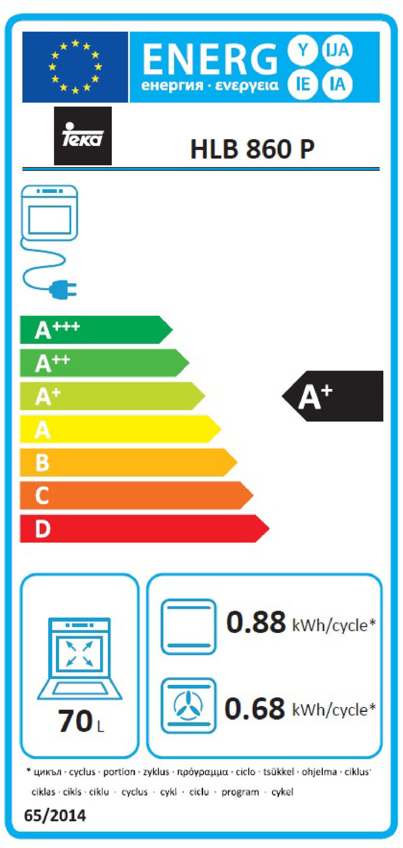 Teka HLB 860 P 71 l A+ Preto, Aço inoxidável