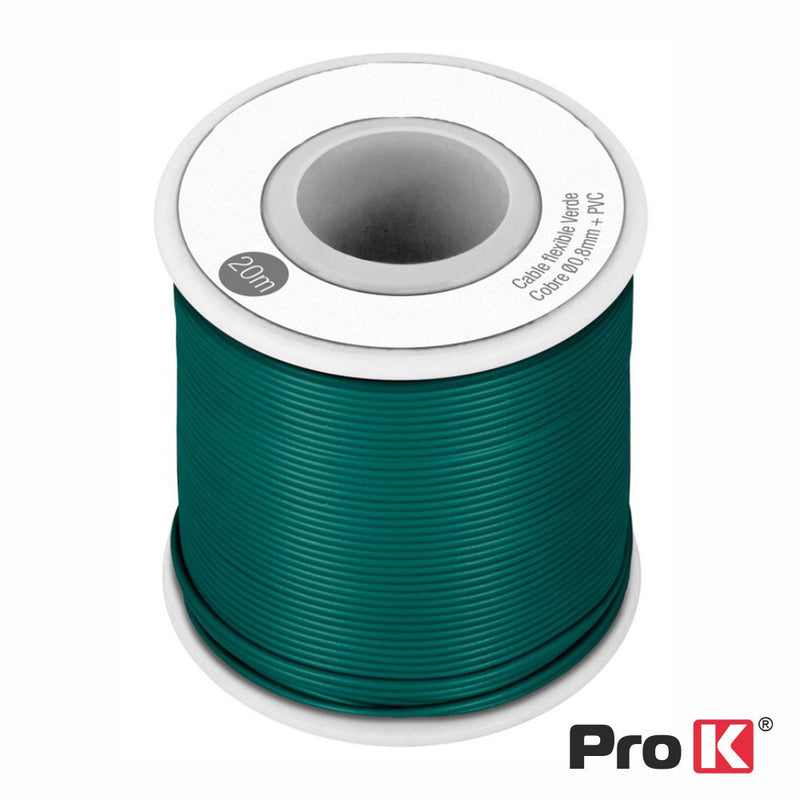 CABO MULTIFILAR VERDE 0.8MM ROLO 20M PROK