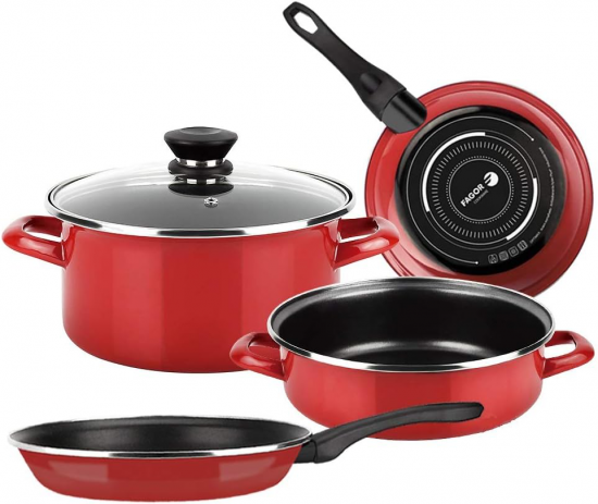 TREM DE COZINHA FAGOR MAXIMA 5 PEÇAS VERMELHO