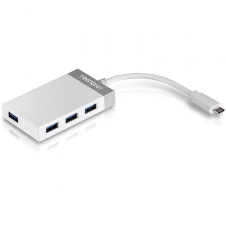 HUB USB TIPO-C TRENDNET TUC-H4E 4XUSB BRANCO E CINZA